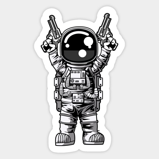 Astronaut Gunslinger Sticker by ArtisticParadigms